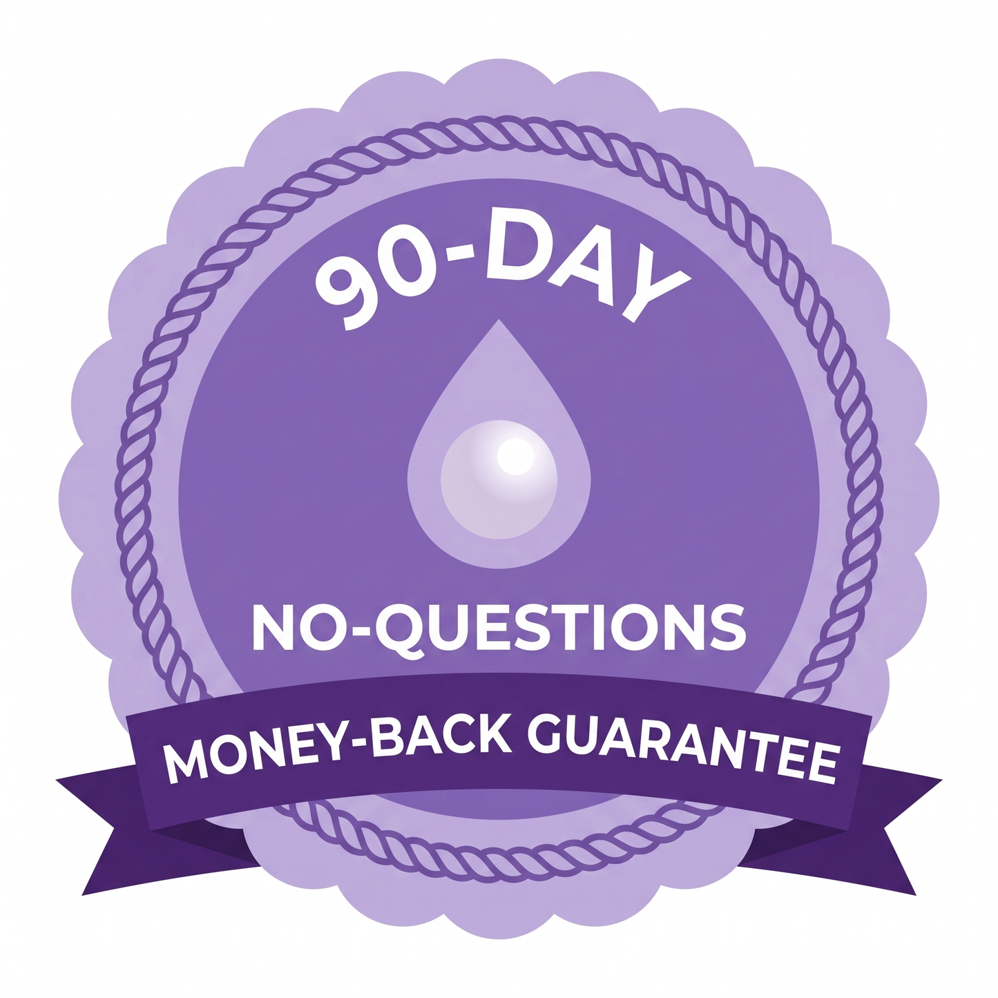 Nacréone 90-day no-questions money-back guarantee badge